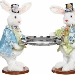 The Christmas Palace Easter MARK ROBERTS 19.5" TWO RABBITS WITH TRAY