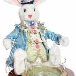 The Christmas Palace Easter MARK ROBERTS 15" RABBIT WITH GLASS BOWL
