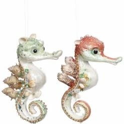 The Christmas Palace MARK ROBERTS 8" JEWELED SEAHORSE ORNAMENTS ASSORTED SET OF 2