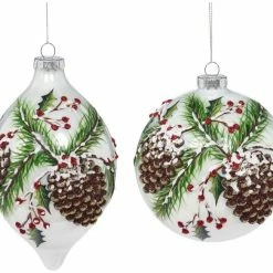 The Christmas Palace Christmas Ornaments MARK ROBERTS 5" PINECONE & BERRY ORNAMENTS ASSORTED SET OF 4