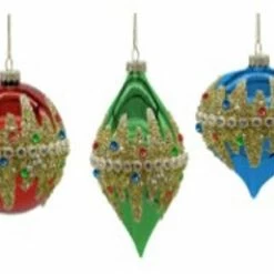The Christmas Palace MARK ROBERTS 4" MOROCCAN MULTI JEWELED ORNAMENT ASSORTED SET OF 6