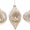 The Christmas Palace MARK ROBBERTS 4" IVORY GLAM SPARKLING ASSORTED ORNAMENT SET OF 6