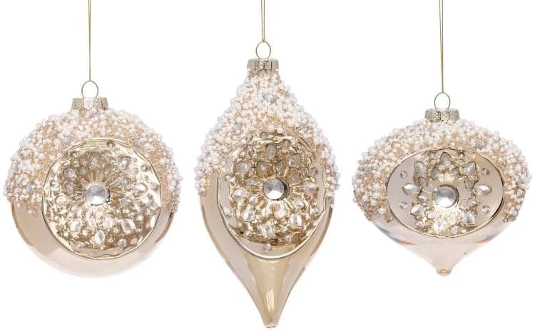 Brand new π The π Christmas Palace MARK ROBBERTS 4" IVORY GLAM SPARKLING ASSORTED ORNAMENT SET OF 6 π― 1 The Christmas Palace MARK ROBBERTS 4" IVORY GLAM SPARKLING ASSORTED ORNAMENT SET OF 6