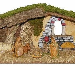 The Christmas Palace 24" X 9" X 9" ITALIAN STABLE INCLUDES 5 FIGURINES