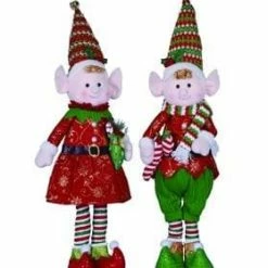 The Christmas Palace 30" BOY & GIRL PLUSH ELF ASSORTED SET OF 2 Elves