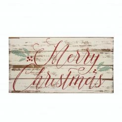 The Christmas Palace Table Tops 16" RETRO WOOD MERRY CHRISTMAS SIGN