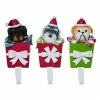 The Christmas Palace 8" DOG PRESENT STOCKING HOLDER ASSORTED SET OF 3 Skirts & Stockings