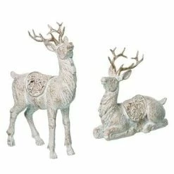 The Christmas Palace 10" ELEGANT REINDEER ASSORTED SET OF 2 Deers, Bears & Swans