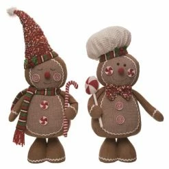 The Christmas Palace 17" PLUSH GINGERBREAD SHORTIES ASSORTED SET OF 2 Table Tops