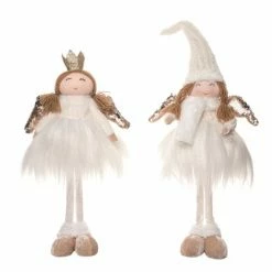 The Christmas Palace 27" WHITE STANDING PLUSH ANGELS ASSORTED SET OF 2