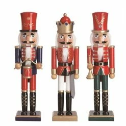 The Christmas Palace 15" RED & GOLD NUTCRACKER ASSORTED SET OF 3