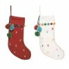 The Christmas Palace Skirts & Stockings 20" POM POM CHRISTMAS STOCKING ASSORTED SET OF 2