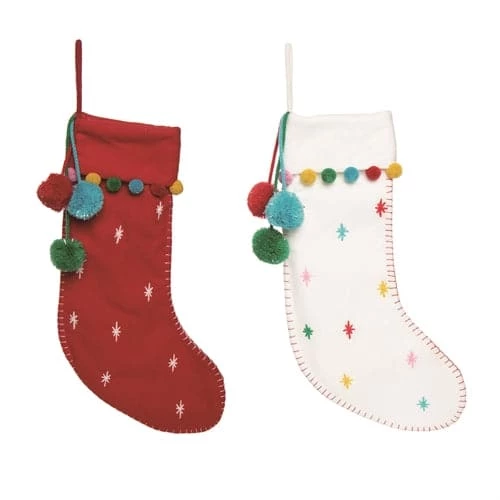 Outlet 𧨠The π Christmas Palace π Skirts & Stockings 20" POM POM π Christmas STOCKING ASSORTED SET OF 2 π 1 The Christmas Palace Skirts & Stockings 20" POM POM CHRISTMAS STOCKING ASSORTED SET OF 2