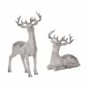 The Christmas Palace 7" SILVER GLITZ REINDEER ASSORTED SET OF 2