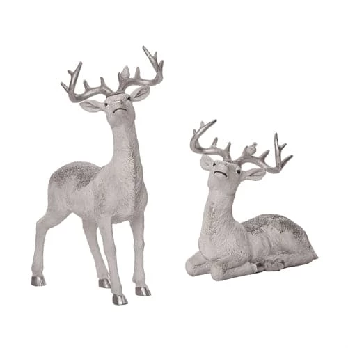 Budget β¨ The π Christmas Palace 7" SILVER GLITZ REINDEER ASSORTED SET OF 2 π 1 The Christmas Palace 7" SILVER GLITZ REINDEER ASSORTED SET OF 2