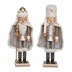 The Christmas Palace 15" GOLD & SILVER NUTCRACKERS WITH CAPE ASSORTED SET OF 2