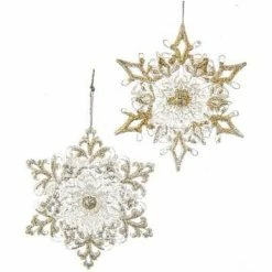 The Christmas Palace Christmas Ornaments 5" CLEAR GLITTERED SNOWFLAKE ORNAMENTS SET OF 12