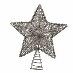 The Christmas Palace 10" TREE TOPPER SILVER STAR WITH 20 LIGHTS