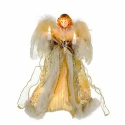 The Christmas Palace 10" IVORY & GOLD ANGEL TREE TOPPER