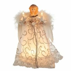 The Christmas Palace Angels & Toppers 9" WHITE & SILVER ANGEL TREE TOPPER
