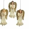 The Christmas Palace Christmas Ornaments 5" PLATINUM MUSICAL ANGEL ORNAMENT SET OF 3