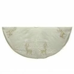 The Christmas Palace Skirts & Stockings 48" GOLD REINDEER & TREE APPLIQUE TREE SKIRT