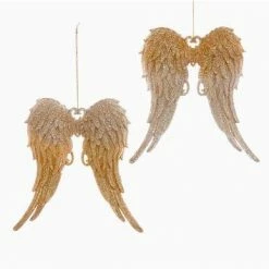 The Christmas Palace 6" GOLD & SILVER GLITTERED ANGEL WING ASSORTED SET OF 12 Christmas Ornaments