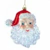 The Christmas Palace Christmas Ornaments 5" RED GLITTERED SANTA HEAD ORNAMENT SET OF 2
