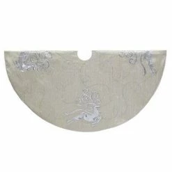 The Christmas Palace Skirts & Stockings 50" LIGHT GOLD WITH SILVER REINDEER TREE SKIRT