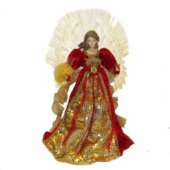 The Christmas Palace Angels & Toppers 18" RED & GOLD FIBER OPTIC ANGEL TREE TOPPER