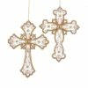 The Christmas Palace Christmas Ornaments 6" GOLD & SILVER CROSS ORNAMENT SET OF 12