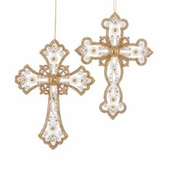 The Christmas Palace Christmas Ornaments 6" GOLD & SILVER CROSS ORNAMENT SET OF 12