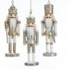 The Christmas Palace 6" CHAMPAGNE, SILVER & WHITE NUTCRACKER ORNAMENT SET OF 6 Christmas Ornaments