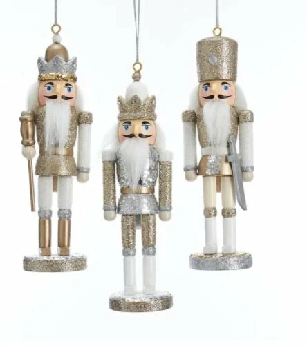 Brand new 𧨠The β Christmas Palace 6" CHAMPAGNE, SILVER & WHITE NUTCRACKER ORNAMENT SET OF 6 β Christmas Ornaments β 1 The Christmas Palace 6" CHAMPAGNE, SILVER & WHITE NUTCRACKER ORNAMENT SET OF 6 Christmas Ornaments