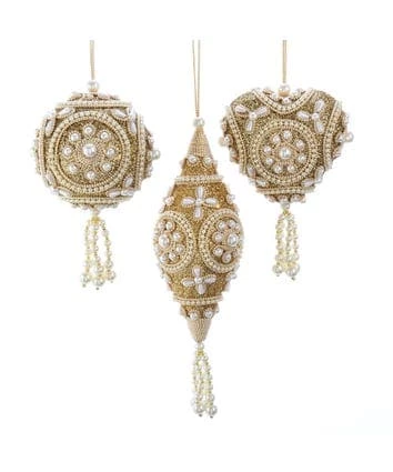 New π The π Christmas Palace π Christmas Ornaments 7" GOLD CATHEDRAL BALL, FINIAL & HEART ORNAMENT SET OF 6 𧨠1 The Christmas Palace Christmas Ornaments 7" GOLD CATHEDRAL BALL, FINIAL & HEART ORNAMENT SET OF 6