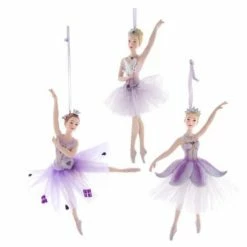 The Christmas Palace Christmas Ornaments 6" ROYAL SLPENDOR PURPLE & SILVER BALLERINA ORNAMENT SET OF 3