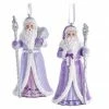 The Christmas Palace 5" ROYAL SPLENDOR PURPLE & SILVER SANTA ORNAMENT SET OF 2 Christmas Ornaments