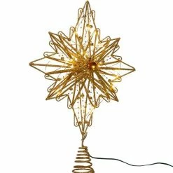 The Christmas Palace Angels & Toppers 15" 30 LIGHT FAIRY GOLD STAR TREE TOPPER