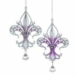 The Christmas Palace 6" ROYAL SPLENDOR FLEUR DE LIS ORNAMENT SET OF 12 Christmas Ornaments