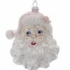 The Christmas Palace Christmas Ornaments 5" PINK & SILVER SANTA HEAD ORNAMENT SET OF 2