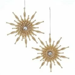 The Christmas Palace 6" GOLD GLITTER SNOWFLAKE ORNAMENT SET OF 12