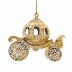 The Christmas Palace 5" GOLD METALLIC CARRIAGE ORNAMENT SET OF 6