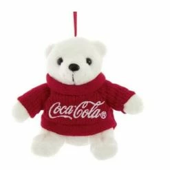 The Christmas Palace 4" COCA-COLA BEAR WITH RED SWEATER ORNAMENT SET OF 2