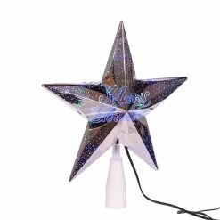 The Christmas Palace 10" 18 LIGHT COLOR CHANGING "MERRY CHRISTMAS" SILVER STAR TREETOP Angels & Toppers