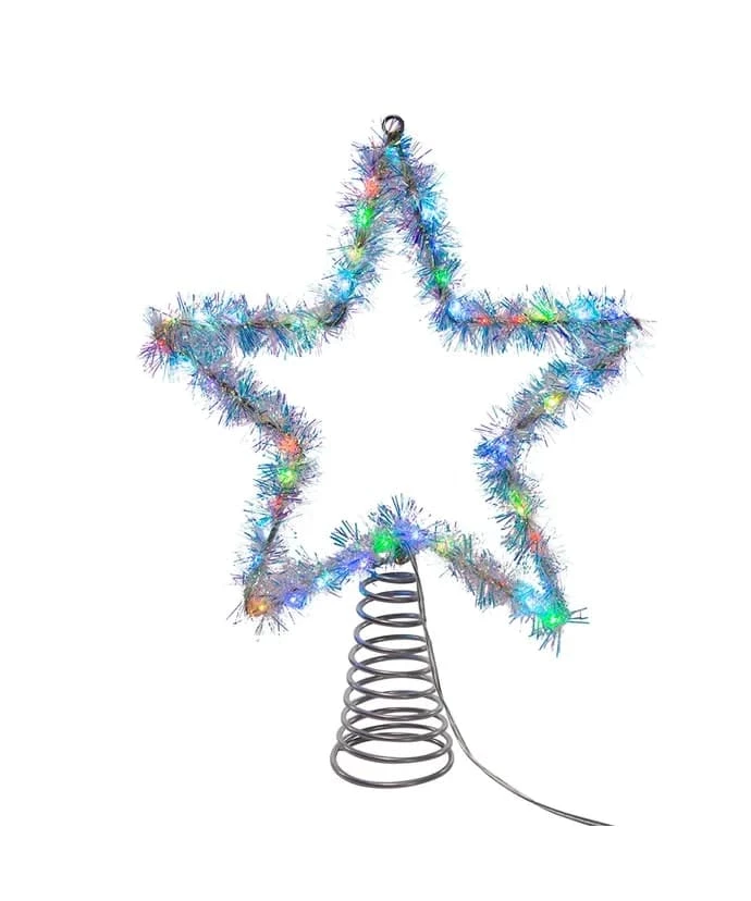 Budget π The π Christmas Palace Angels & Toppers 12" RGB LED SILVER TINSEL STAR TREE TOPPER π 1 The Christmas Palace Angels & Toppers 12" RGB LED SILVER TINSEL STAR TREE TOPPER