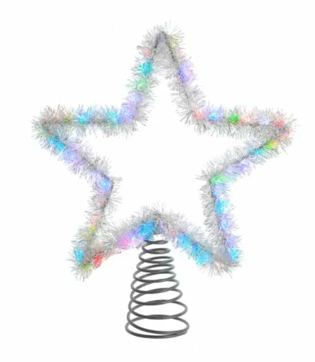 Budget π The π Christmas Palace Angels & Toppers 12" RGB LED SILVER TINSEL STAR TREE TOPPER π 4 The Christmas Palace Angels & Toppers 12" RGB LED SILVER TINSEL STAR TREE TOPPER