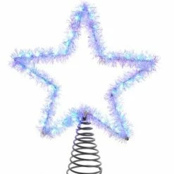 The Christmas Palace 12" RGB LED COOL WHITE TINSEL STAR TREE TOPPER
