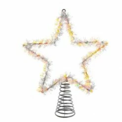 The Christmas Palace Angels & Toppers 12" RGB LED WARM WHITE TINSEL STAR TREE TOPPER