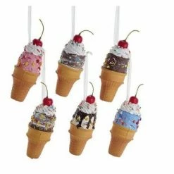 The Christmas Palace Christmas Ornaments 6" ICE CREAM CONE ORNAMENT ASSORTED SET OF 6