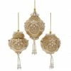 The Christmas Palace Christmas Ornaments 7" PEARL & GOLD SHIMMER HANGING ORNAMENTS ASSORTED SET OF 6
